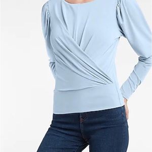Express Solid Twist Front Puff Sleeve Tee.